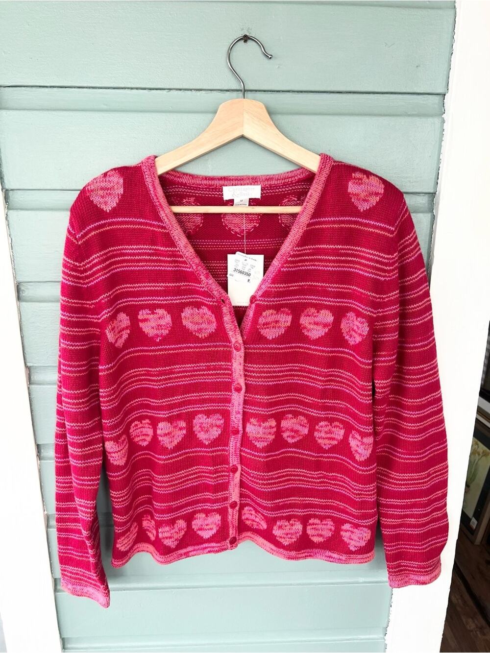 Vintage Y2K deadstock NEW heart cardigan whimsical grannycore 2000s size M